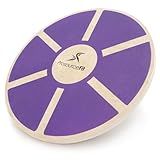 ProsourceFit Wooden Balance Board Non-Slip Wobble Core Trainer 15.75in (39.5cm) Diameter with 360 Rotation for Stability Training, Full Body Exercises, Physical Therapy, Purple