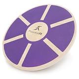 ProsourceFit Wooden Balance Board Non-Slip Wobble Core Trainer 15.75in (39.5cm) Diameter with 360 Rotation for Stability Training, Full Body Exercises, Physical Therapy, Purple