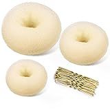 TsMADDTs Donut Bun Maker, 3 pcs Hair Bun Maker with 20 pcs Bobby Pins Blonde for Ballet Styling