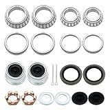 2 Sets 3500lb Trailer Bearing Kit L68149 L44649 Trailer Axle Kit,Boat Trailer Bearing Kit 171255TB Seal Fits for 1-3/8'' to 1-1/16'' Trailer Wheel Bearings 1.98" Dust Caps and Rubber Plugs Cotter Pins