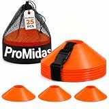 Disc Soccer Cones for Training Kids with Mesh Bag & Strap - 25/50/100/200 Small Plastic Cone for Sports Training - Flexible Conos for Soccer Practice Equipment, Basketball & Football Drills Equipment