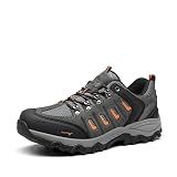 NORTIV 8 Men's Waterproof Hiking Shoes Leather,Dark Grey/Orange,11