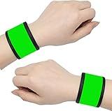 AMNQUERXUS LED Slap Bracelets Light Up Armbands Glow in The Dark Fashing Wristbands Wrist Bands Safety Reflective Running Gear for Runners Walkers Walking Jogging, Fits Men Women (2 - Green)