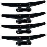 Laorde Dock Cleats 6 inch Galvanized Boat Cleats Cast Iron Marine Grade Rope Cleat for Mooring, Pier, Canoe, Nautical Maritime Decor, Tie Down (Black 4 Pack)