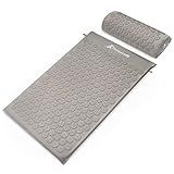 ProsourceFit Acupressure Mat and Pillow Set for Back/Neck Pain Relief and Muscle Relaxation, Large - Gray/Gray