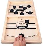 HELLO PAPAYA Fast Sling Puck Game - Test Your Speed and Accuracy with This Fast-Paced Wooden Air Hockey Desktop Battle Board Game - Guaranteed Fun Gifts for Family Night or Friends Party