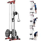 TROPOW Wall Mount Cable Machine with 20 Positions, LAT Pulldown Machine with Adjustable Cable Pulley System for Home Gym, Cable Crossover Machine, Tricep Workout Equipment with Weight Pulley System