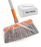 100 Pcs Disposable Broom Covers, Non-Woven Sweeper Sheets for Pet Hair Removal, Effectively Traps Dust, Lint & Hair for Floor & Carpet Cleaning, Universal Fit for Most Brooms