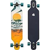 Retrospec Rift Drop-Through Longboard Skateboard - 41in x 9.5in Canadian Maple Deck with ABEC-7 Bearings, 70mm PU Wheels & Reverse Kingpin Trucks for Cruising & Downhill