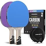 PRO SPIN Ping Pong Paddles - Professional Level Table Tennis Rackets with Carbon Fiber for Superior Control | 7-Ply Blade, Premium Rubber, 2.0mm Sponge (Blue/Violet, 1-Pack)