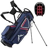 GoHimal 14 Way Golf Stand Bag for Men – 600D Golf Bags with Cooler & Shoe Compartment – 10 Pockets, Rain Hood, Dual Strap & Color-Coded Divider for Walking or Cart, Navy Blue