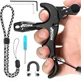 Bow Release for Compound Bow,Aluminum 360°Rotatable Black 4 Finger Archery Thumb Release Trigger,Thumb Release for Compound Bow Release,Bow Thumb Release,Archery Release Aids for Youth or Adults