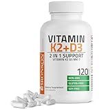 Bronson Vitamin K2 (MK7) with D3 Supplement Non-GMO Formula 5000 IU Vitamin D3 & 90 mcg K2 MK-7 Easy to Swallow D & K Complex, 120 Capsules