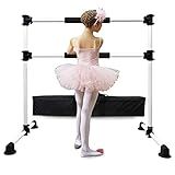Wesky Updated Double Ballet Barre Portable 4FT Adjustable Ballet Barre Fitness Stretching Dancing Bar for Home Studio Adult and Kids (White Update)