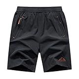 Rdruko Men's Quick Dry Hiking Shorts Lightweight Running Workout Gym Active Shorts with Zipper Pockets(Dark Grey, US M)