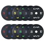 CAP 370lb Economy Olympic Bumper Plate Weight Set | Medium-bounce rubber, Steel hubs, 2-inch compatibility, Weightlifting and home gym use