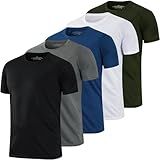 HovSiyla 5 Pack Running Shirts Men Sport Tops Dry Fit Gym Wicking Athletic T Shirts Breathable Cool Workout Shirts XL