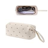 RSRSLEII Large Quilted Hair Tools Travel Bag with Bow Pattern, Beige