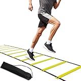 NKJIH 20ft Adjustable Agility Speed Ladder Training Ladder with Carry Bag - Soccer, Speed, Football Fitness Feet Training - Agility Training Equipment for Footwork Drills(Yellow)