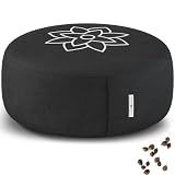 Mindful & Modern Large Meditation Cushion for Zafu Yoga - Meditation Pillow for Sitting on the Floor - Buckwheat Hull Filled Yoga Cushion with Removable, Washable 100% Cotton Cover and Carry Handle