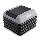 Circuit Fitness by Marcy 16 x 16 inches Adjustable Height Aerobic Step Platform with 4 Risers, Non-Slip Rubber Surface, Home Exercise Fitness Training, Cool Gray, STEP-GRAY01-4R