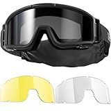 1TG Tactical Airsoft Goggles Anti Fog, Tactical Safety Glasses Eyewear with 3 Impact Lenses for Shooting Paintball Ski Riding