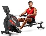 Wenoker Rowing Machine for Home, Magnetic Rower Machine, 350 LB Weight Capacity, 16-Level Silent Resistance Row Machine for Gym Exercise Full-Body Workout Compact Rower with LCD Monitor Tablet Holder