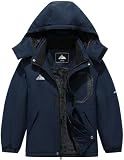 QUCOOM Kids Boy's Winter Waterproof Ski Jacket,Thick Snow Coat with Detachable Hood Warmth Windproof Snowboard Jackets