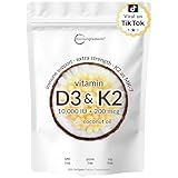 Micro Ingredients Vitamin D3 10,000 IU + K2 MK-7 200 mcg, 300 Softgels with Virgin Coconut Oil | 2-in-1 Vitamins D & K Complex | Extra Strength, Easy to Swallow, Non-GMO, Gluten Free