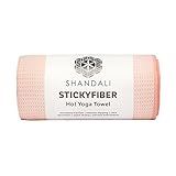 Shandali Hot Yoga Towel - Stickyfiber Yoga Towel - Mat-Sized, Microfiber, Silicone Backed, Super Absorbent, Anti-Slip, 24" x 72" - Bikram Yoga - Exercise, Fitness, Pilates - Sakura Pink