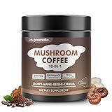 Mushroom Coffee - Lions Mane Mushroom Powder Instant Coffee with Lion's Mane, Reishi, Chaga, Cordyceps, and Turkey Tail - Alternative for Energy, Mental Clarity & Focus, Brain Booster 6.35oz