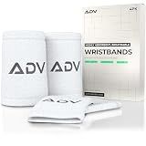 ADV Tennis Wristbands with New Age Polyester Cotton Blend - Ultra Absorbent Wrist Sweatbands - Doublewide & Slim Wrist Bands for Sweat - 4 Pack or 2 Pack (4-Pack White, M/L)