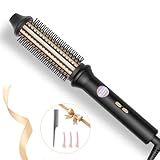 Thermal Brush, Avvnee 1.26 Inch Curling Iron for Long Dry Hair, 110-220V Heated Round Brush with 10 Temp Settings, 30s Fast Heat for Curling & Volumizing & Straightener, Anti-Scald Nylon Bristles