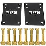 vanpro Longboard Skateboard 1/8" Riser Pads PU Shock Pads Hardware Mounting Screws Nuts(Snow Golden, Pack of 1 Set)