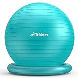 Trideer Exercise Yoga Ball Chair with Base for Home Office Desk, Stability & Fitness Ball Seat to Relieve Back Pain, Home Gym Workout for Abs, Pregnancy Ball with Pump
