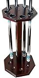 GACCO BILLIARDS Freestanding Billiard Cue Rack, Pool Table Accessories Hold 8 Cues, Pool Cue Stick Holder, Wooden Floor Stand Pool Cue Holder for Billiard Game Room (Mahogany)