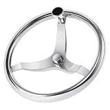 3 Spoke Stainless Steel Boat Steering Wheel 13-1/2" Dia with 5/8"-18 and 1/2"-20 Nut and Turning Knob Marine Steering Wheel for Seastar, for Verado, for Teleflex Cable Helm