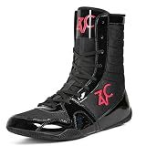 ZVC Wrestling Shoes Men High Top Boxing Shoes for Fighting Shoes Powerlifting Bodybuilding Boots Footwear Black