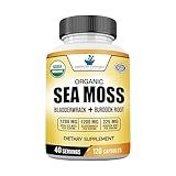 American Standard Supplements Organic Sea Moss, Bladderwrack & Burdock Root Capsules - 1200mg Seamoss, 1200mg Bladderwrack, 225mg Burdock Root Per Serving - 120 Capsules, 40 Servings