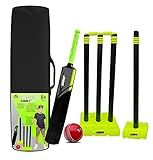 Jaspo CRIC Addict Plastic Cricket Bat Set Combo with Soft Cricket Ball for Kids (Size-5)(8years & Above)