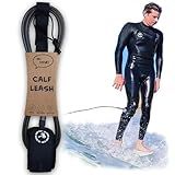 Ho Stevie! Surfboard Calf Leash for Longboards – Strong, Light, Tangle-Free, Comfortable Leg Cuff with Key Pocket - 9/10/11 Feet (Black, 9 Feet)