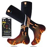 Heated Socks 6000mAh with APP Control Electric Thermal Socks Rechargeable Washable Warm Snowboard Sock Foot Warmer with 4 Heating Levels for Men Women Adult Winter Activities Outside Working Camping