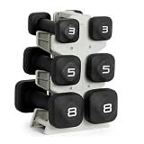Tone Fitness 32 LB Neoprene Dumbbell Set with Storage Rack – Non-Slip, Anti-Roll Hand Weights for Home Gym Workouts - Black
