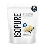 Isopure Zero Carb 100% Pure Whey Isolate Protein Powder, Lactose Free, Gluten Free, With Vitamins, Creamy Vanilla, 25g Protein Per Serving, 1 Lb, 15 Servings (Packaging May Vary)