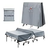 Ping Pong Table Cover Outdoor Waterproof, Table Tennis Cover Indoor & Outdoor Fits Universal 9x5 FT Tables Folding & Flat Tables with Paddles Organize Bag, 600D Oxford Fabric, Gray