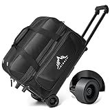 GoHimal Double Roller 2 Ball Bowling Bag with Separate Shoe Compartment for Bowling Shoes (Up To US Mens Size 15) and Oversized Accessory Pocket, Retractable Handle - Extends to 40" (Black)