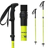 Zipline Blurr EXT MRDW Collection - Adjustable Graphite Composite Ski Poles for Backcountry & All-Mountain, Designed by Gold Medalist David Wise (Shocker Yellow, 105 cm - 145 cm - Long Handle)