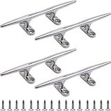 Laorde Boat Cleat 4 inch 5 inch 6 inch 8 inch 10 inch Open Base 316 Stainless Steel Dock Cleat Marine Grade Rope Cleat with Fasteners for Kayaks, Nautical Decor (Silver 6 inch 4 Pack)