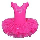 BAOHULU Ballet Leotards for Girls Full Skirted Dance Tutu Dress Party Costumes B184_HotPink_XXL