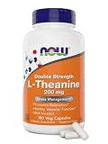 NOW Foods L-Theanine, Double Strength 200 mg Per Cap - 180 Veg Capsules - Enhanced with 100mg Inositol - Vegetarian, Non-GMO - Ltheanine 200mg Supplement